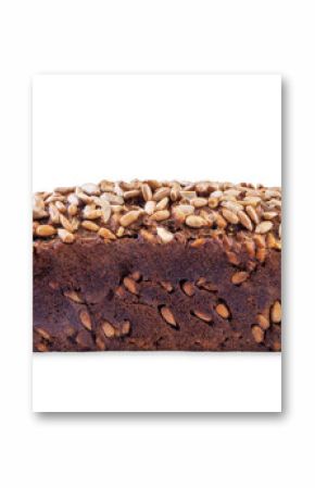 Sunflower seeds rye bread on a white isolated background