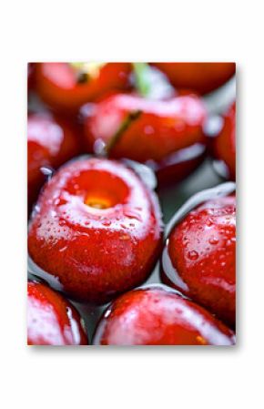 Composition with fresh ripe sweet cherries