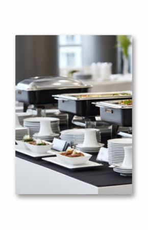 Minimalistic catering setup at corporate training