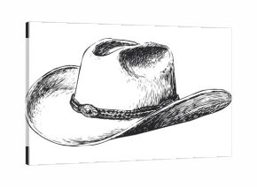 Detailed sketch of a classic cowboy hat with a decorative band. Vector illustration