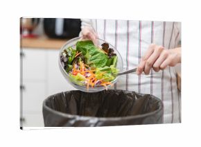 Food waste environment concept, people throwing food garbage into bin prepare to decompose.