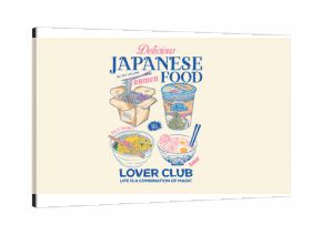 Japanese food  artwork for t shirt print, poster, sticker and other uses. Noodles, cup noodles, rice bowl shirt design.