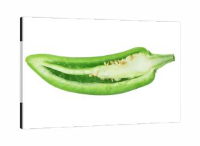 Half of green jalapeno pepper isolated on white