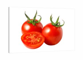 Fresh cherry tomatoes and one sliced tomato