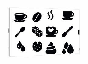 Coffee and tea solid icons set – filled, silhouette, cafe and beverage symbols