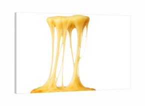 Melted cheese pulling hot and gooey, showing delicious stretchy texture on transparent background