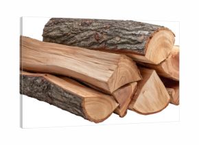 Rustic stack of chopped firewood logs ready for burning. Natural brown wood pile for camping or cozy fireplace, an element that suggests warmth and traditional heat