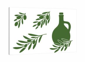 Olive oil jug and set of decorative olive branches