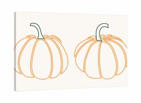 Pumpkin illustration, pumpkin stem outline drawing, silhouette vector illustration isolated on white Background 