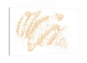 Pile of integral spelt flour isolated on white background, top view, clipping path