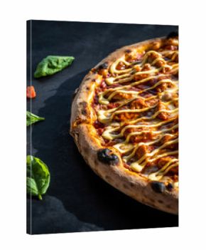 Spicy Buffalo Pizza with Sauce and Melted Cheese