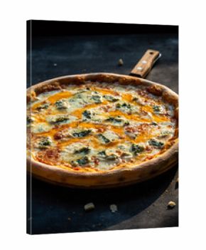 Four Cheese Pizza with Mozzarella, Parmesan, Cheddar, and Gorgonzola