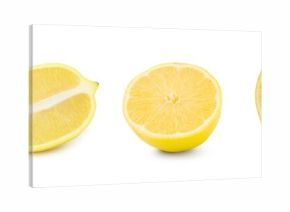 Fresh lemon isolated on white, whole and sliced. Citrus fruit