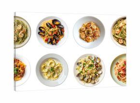PNG Diverse pasta dishes assortment, element set on transparent background