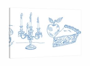 Hand drawn thanksgiving food elements in a vintage doodle illustration set for fall celebration