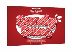 Candy cane editable text effect with cartoon text style and with red background