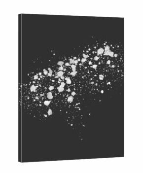 Realistic salt or sugar crystal powder scattered on the surface top view, 3d vector white natural mineral grains splash