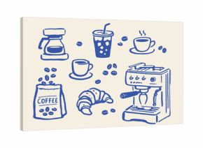 Coffee Set  naive Doodle Outline Icon Vector Illustration