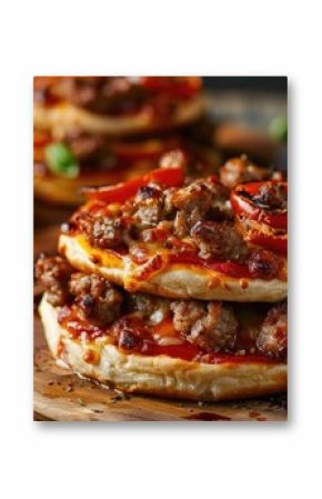 Beef and chicken pizza burgers