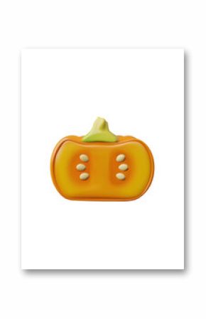 Vector 3D illustration of half of ripe orange pumpkin.