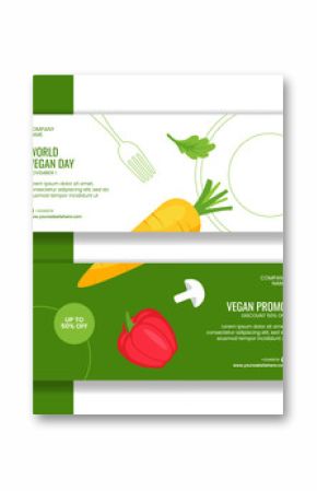 World Vegan Day Celebration Horizontal Banner Flat Cartoon Background