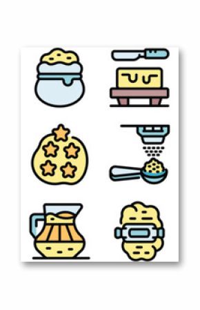 Icons showcasing dough preparation, rolling, shaping, and various tools involved in baking