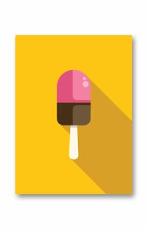 Refreshing ice cream bar on a stick, a perfect treat for a hot summer day, isolated on a vibrant yellow background