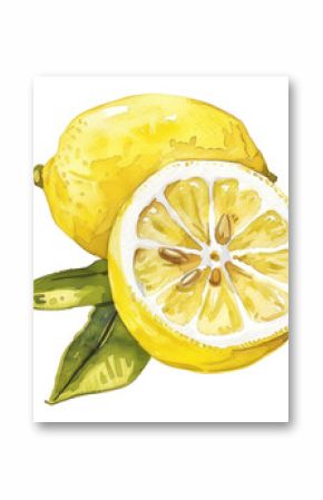 PNG An isolated fresh lemon illustration watercolor produce.