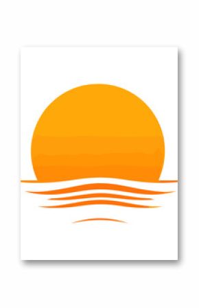 Simple orange sun icon illustration nature design vector