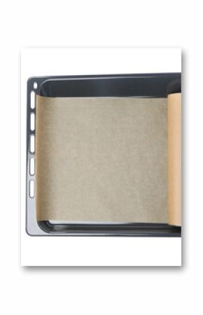 PNG,Baking paper on a metal tray, isolated on white background