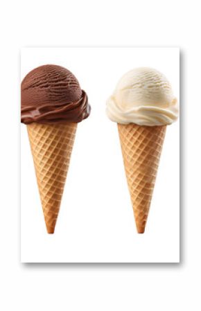 deux cornets de glace au chocolat et vanille