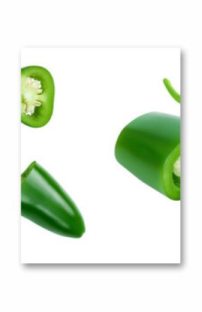 jalapeno peppers isolated on white background. Green chili pepper . Top view. Flat lay