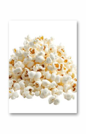 Popcorn flakes arranged in a mound on a bright Transparent background for culinary presentation, popcorn flakes isolated on PNG background