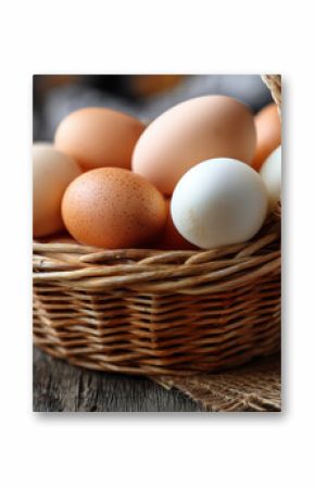 Chicken eggs in a basket