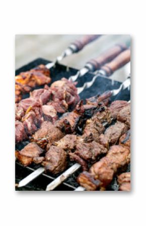 Grilled Meat Skewers on Barbecue