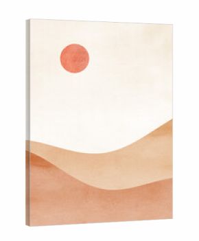 Mid century modern abstract minimalist landscape wall art. Desert sun bohemian print