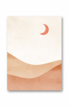 Mid century modern abstract minimalist landscape wall art. Desert moon bohemian print