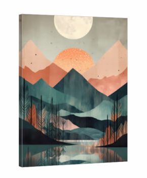 Boho Landscape, The design is perfect for a variety of creative projects, such as wall art, digital backgrounds, and stationery. Let the boho vibe and soothing colors inspire your next project!