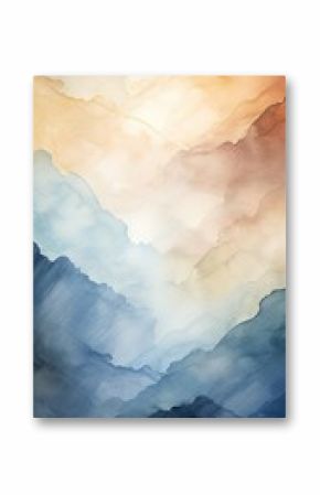 Abstract landscape poster. Nature horizon panorama for print, modern mountain scenery background. AI generated image