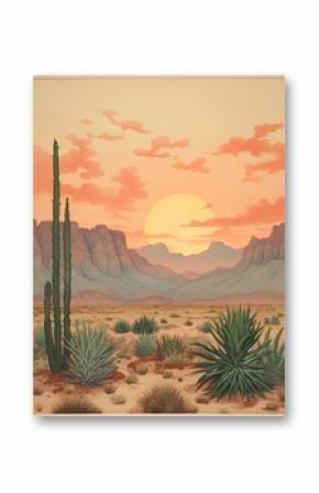 Bohemian Desert Sunsets Art Print - Vintage Landscape Nature Artwork