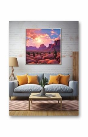 Bohemian Desert Sunsets: Modern Landscape Canvas Print Wall Art