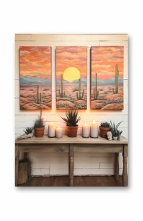 Boho Desert Sunset Paintings: Captivating Farmhouse Decor with Desert Sunset Beauty