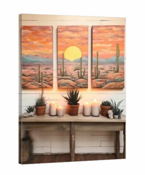 Boho Desert Sunset Paintings: Captivating Farmhouse Decor with Desert Sunset Beauty