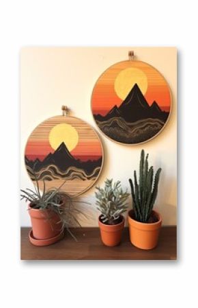 Boho Desert Sunset Paintings: Farmhouse Decor with Bohemian Desert Flare