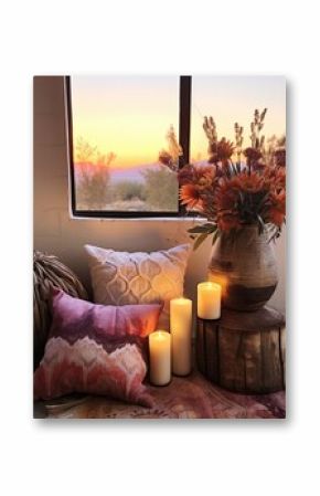 Boho Desert Sunset Imagery: Desert Bloom Cottage Decor Print