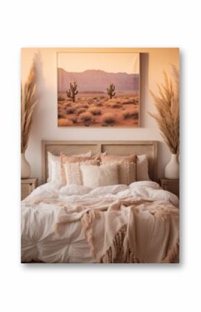 Boho Desert Sunset: Earth Tones Farmhouse Wall Art Print, Captivating Imagery