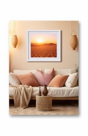 Boho Desert Sunset Imagery: Vibrant Sand Dunes Farmhouse Decor Print