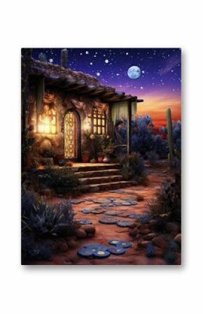 Bohemian Sahara Twilight Art Cottage: Capturing the Enchanting Desert Nights.
