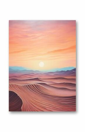 Desert Dusk Boho Artwork: Sand Wave Field Painting in Mesmerizing Aesthetics