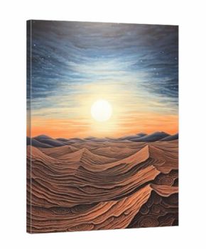 Desert Dusk: Boho Sand Waves - Vintage Artwork, Bohemian Painting